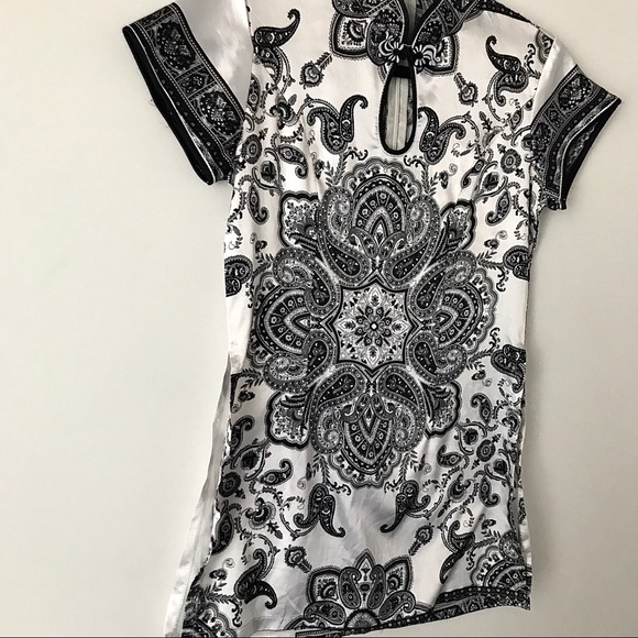 Cute Short Sleeves Bandana Pattern QipaoTop Size S - Picture 4 of 7